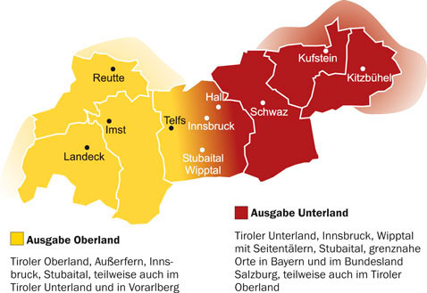 Tirol erleben – Verteilerstellen – Ausflugsziele, Sehenswürdigkeiten